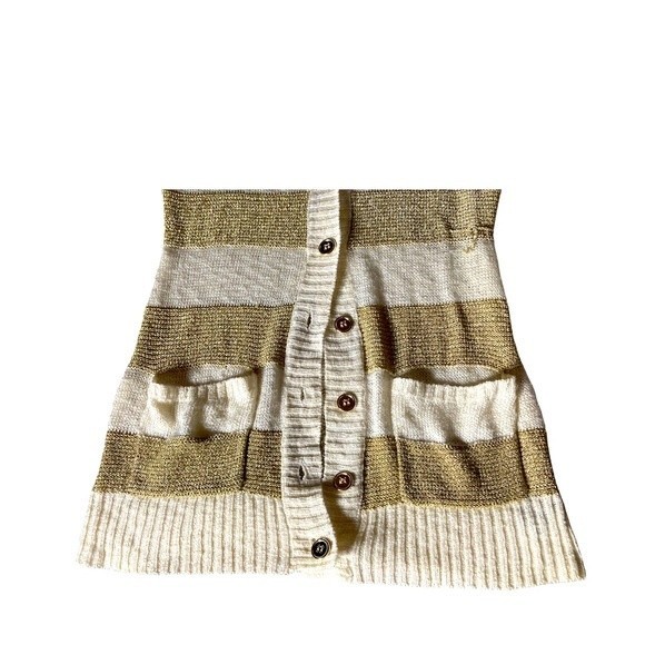 Vintage Forever 21 Cream/Gold Button Down Cardigan Size SM/PM - Picture 2 of 5